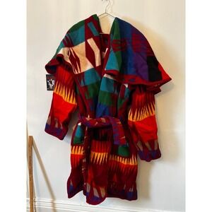 Vintage Blanket Long Coat Aztec Navajo Western Shawl Piper Laurie Twin Peak